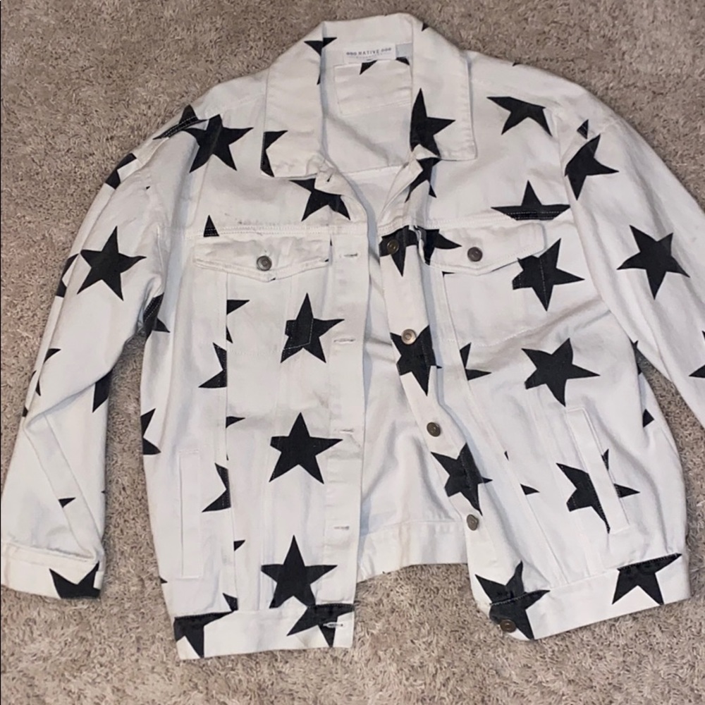 White Jean Jacket with Stars